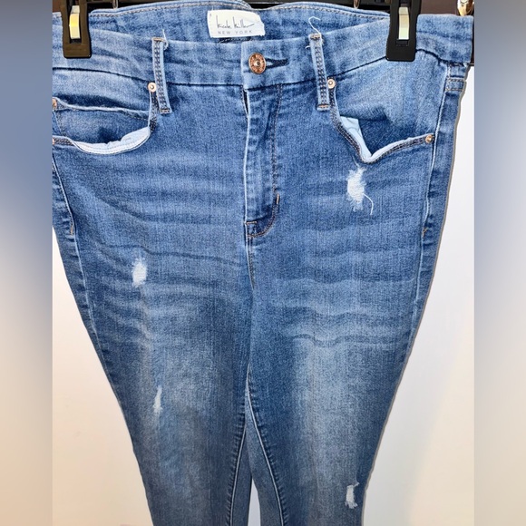 Nicole Miller Distressed Blue High Rise Skinny Jeans Size 10 - Picture 2 of 8
